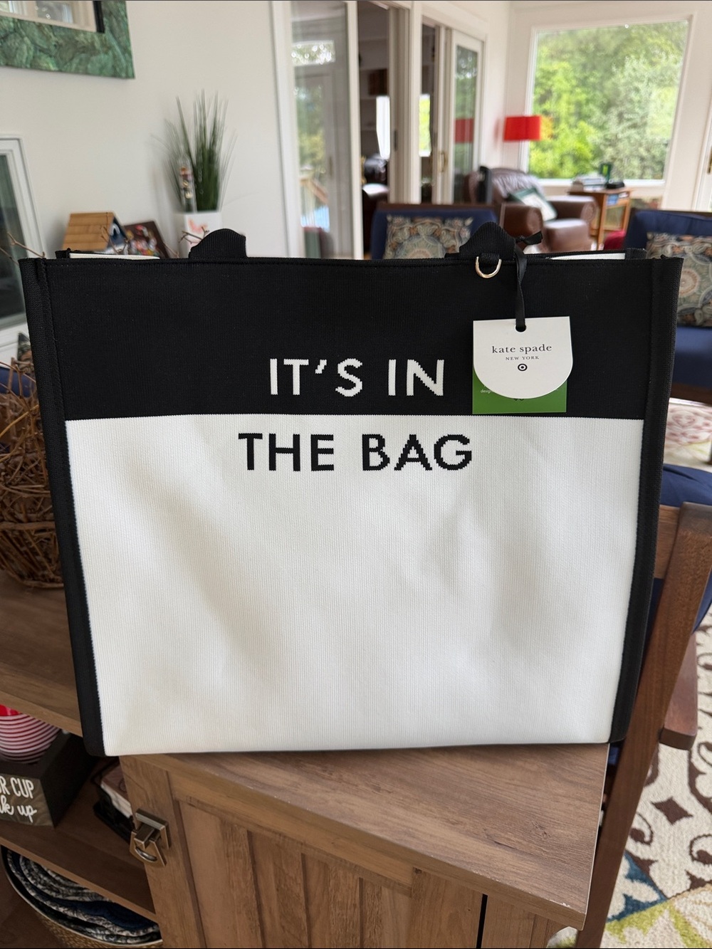 kate spade x Target Black & White 'It's In The Bag' Canvas Tote